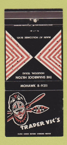 Matchbook Cover - Trader Vic's Tiki Shamrock Hilton Houston TX WEAR 30 Strike