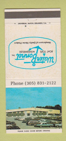 Matchbook Cover - Water Bonnet Boat Tops Windshields Casselberry FL 30 Strike