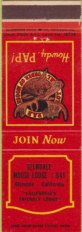 Matchbook Cover - Matchbook Cover Moose Lodge Glendale CA