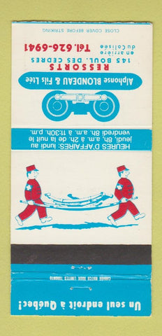 Matchbook Cover - Alphonse Blondeau Ressorts QC 30 Strike
