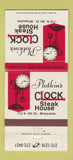 Matchbook Cover - Plotkin's Clock Steak House Milwaukee WI 30 Strike