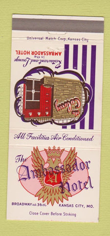 Matchbook Cover - Ambassador Hotel Kansas City MO The Colony 30 Strike