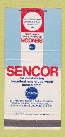 Matchbook Cover - Sencor Grass Weed Control Kansas City MO 30 Strike