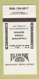 Matchbook Cover - Island Park Ottawa ON restaurant 30 Strike