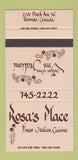 Matchbook Cover - Rosa's Place Italian Toronto ON 30 Strike