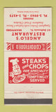 Matchbook Cover - Angelo's Restaurant Brantford ON 30 Strike