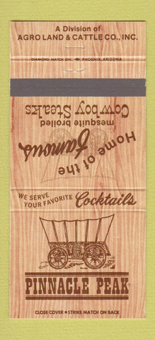Matchbook Cover - Pinnacle Peak Steak Tucson AZ Roseville El Cajon CA 30 Strike