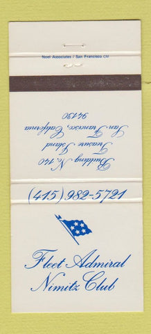 Matchbook Cover - Fleet Admiral Nimitz Club San Francisco CA 30 Strike