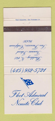 Matchbook Cover - Fleet Admiral Nimitz Club San Francisco CA 30 Strike
