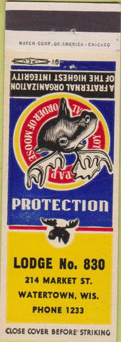 Matchbook Cover - Matchbook Cover Moose Lodge Watertown WI