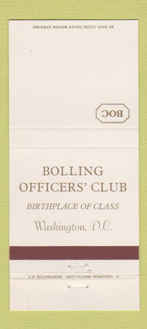 Matchbook Cover - Bolling Officers' Club Washington DC 30 Strike