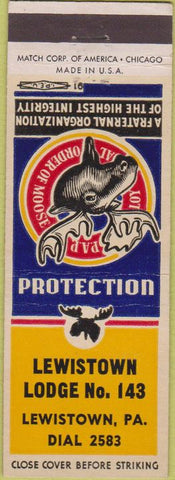 Matchbook Cover - Matchbook Cover Moose Lodge Lewistown PA