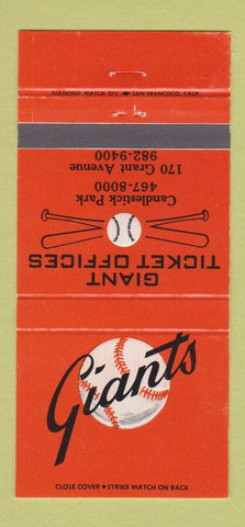Matchbook Cover - San Francisco Giants Baseball Candlestick Park 30 Strike