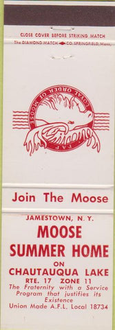 Matchbook Cover - Matchbook Cover Moose Lodge Jamestown NY Chautauqua Lake