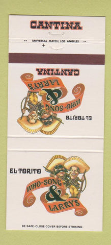 Matchbook Cover Who Song & Larry's Cantina Mexican La Jolla Anaheim CA 30 Strike