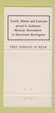 Matchbook Cover - La Pinata Mexican Restaurant Burlingame CA 30 Strike