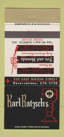 Matchbook Cover - Karl Ratzsch's Restaurant Hubertus WI WEAR 30 Strike