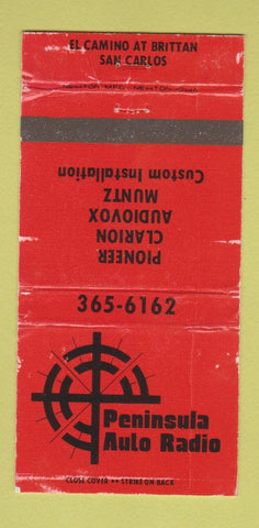 Matchbook Cover - Peninsula Auto Radio San Carlos CA WORN RED 30 Strike
