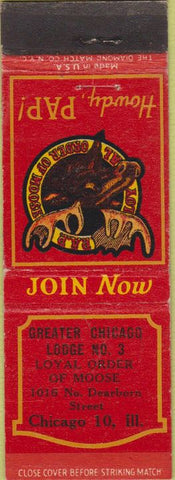 Matchbook Cover - Matchbook Cover Moose Lodge Chicago IL
