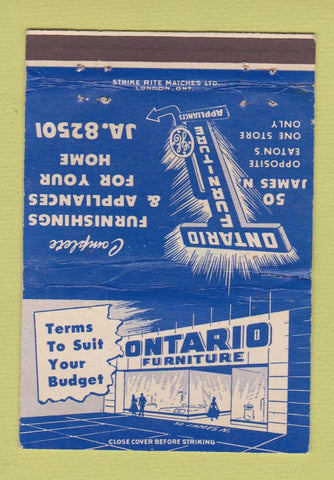 Matchbook Cover - Ontario Furniture GE Appliances WEAR 40 Strike