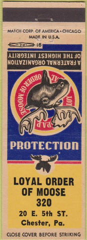 Matchbook Cover - Matchbook Cover Moose Lodge Chester PA