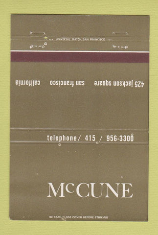 Matchbook Cover - McCune San Francisco CA Store 40 Strike