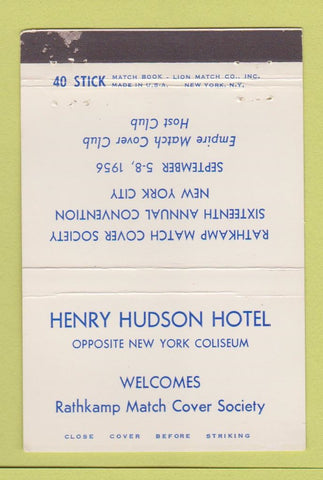 Matchbook Cover - Henry Hudson Hotel New York City RMS 1956 WEAR 40 Stick