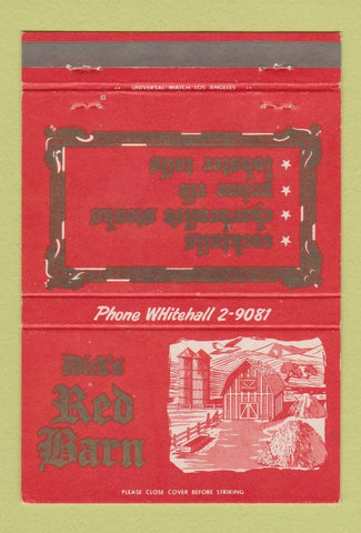 Matchbook Cover - Dick's Red Barn Lancaster CA 40 Strike