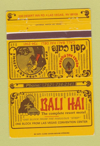 Matchbook Cover - Bali Hai Resort Motel Las Vegas NV WEAR 40 Strike