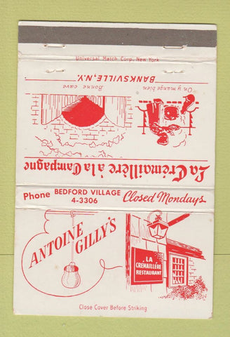 Matchbook Cover - Antoine Gilly's Restaurant Banksville NY 40 Strike