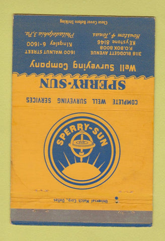 Matchbook Cover - Sperry Sun Well Surveying oil Philadelphia Houston 40 Strike