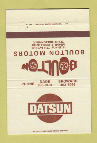Matchbook Cover - Datsun Boulton Motors Miami FL 40 Strike