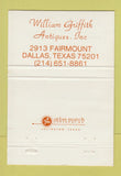 Matchbook Cover - William Griffith Antiques Dallas TX 40 Strike