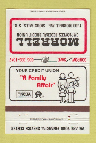 Matchbook Cover - Morrell Credit Union Sioux Falls SD 40 Strike