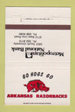 Matchbook Cover - Metro National Bank Arkansas Razorbacks AR 1982 40 Strike