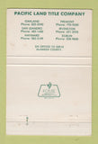 Matchbook Cover - Pacific Land and Title Alameda CA Oakland Hayward 40 Strike