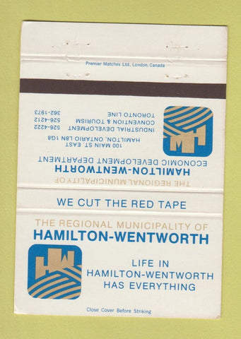 Matchbook Cover - Hamilton Wentworth Municipality Hamilton ON 40 Strike