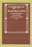 Matchbook Cover - Lonnegan's Grill billiards Hurst TX 40 Strike