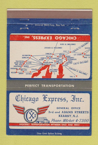 Matchbook Cover - Chicago Express Trucking Kearny NJ 40 Strike