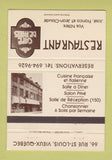 Matchbook Cover - Cafe De Paris Restaurant Quebec QC 40 Strike
