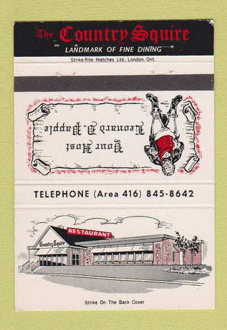 Matchbook Cover - Country Squire Restaurant  Oakville ON 40 Strike