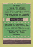 Matchbook Cover - Robert Boswell Insurance Bristol VA TN ADVANCE WEAR 40 Strike