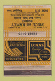 Matchbook Cover - Price Ramey Insurance Kingsport TN ADVANCE WORN 40 Strike
