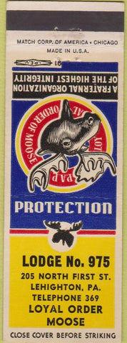 Matchbook Cover - Matchbook Cover Moose Lodge Lehighton PA
