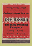 Matchbook Cover - King Printing Company Bristol TN WORN 40 Strike