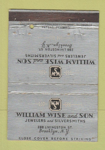 Matchbook Cover - William Wise Jewelry Brooklyn NY WEAR 40 Strike