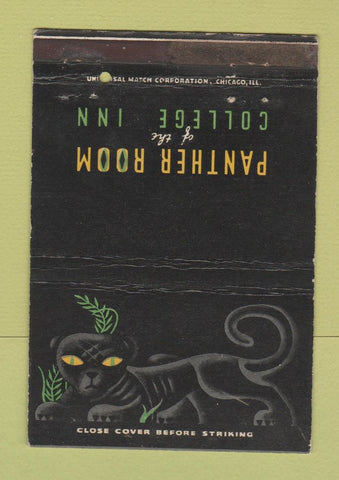 Matchbook Cover - Panther Room College Inn Chicago IL 40 Strike