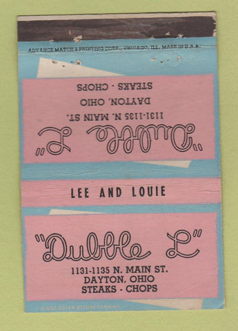 Matchbook Cover - Dubble L Dayton OH restaurant ADVANCE WEAR 40 Strike