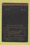 Matchbook Cover - Filling's Men's Shop Lancaster PA WORN 40 Strike