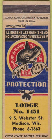 Matchbook Cover - Matchbook Cover Moose Lodge Madison WI WEAR